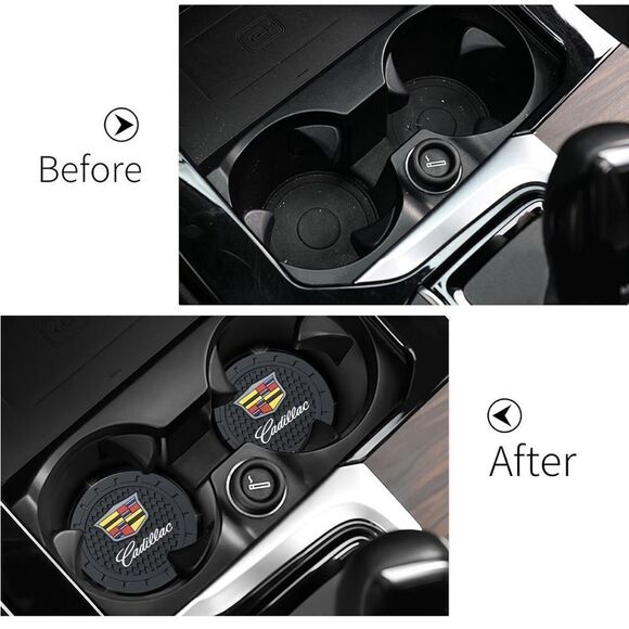 Cadillac Car Cup Coasters in Black with logo set of 2 NWT - Picture 5 of 5